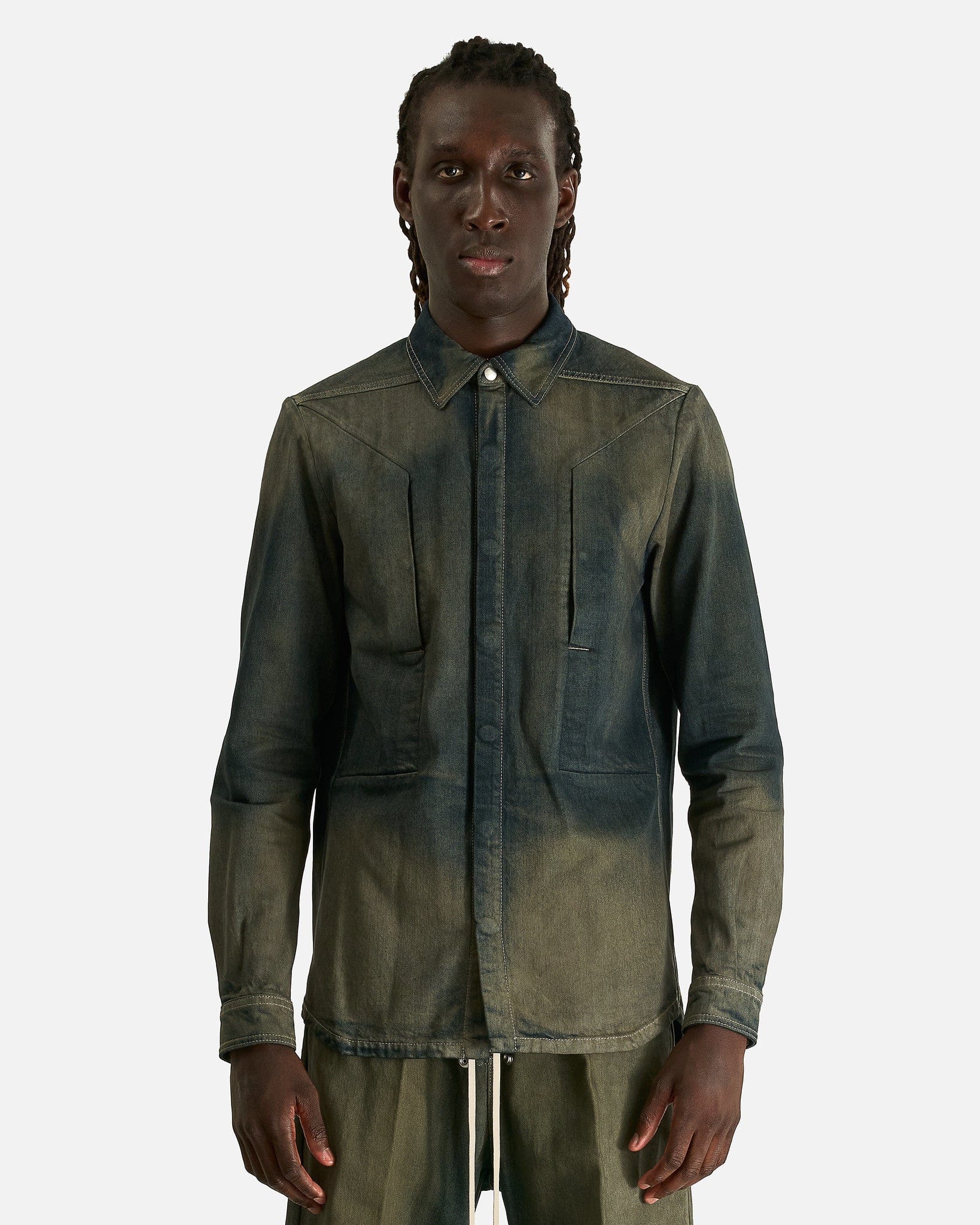 Rick Owens Men's Shirts Fogpocket Outershirt in Darkdust Degrade