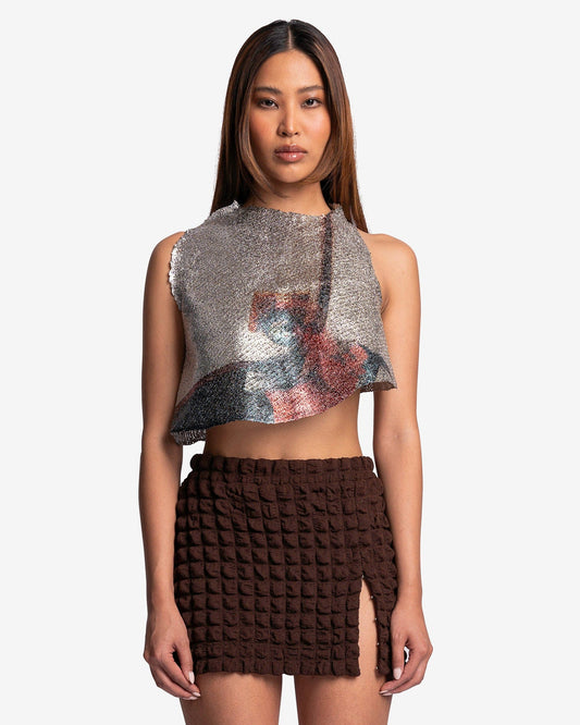 Eckhaus Latta Women Tops Foil Halter in Silver Underwood