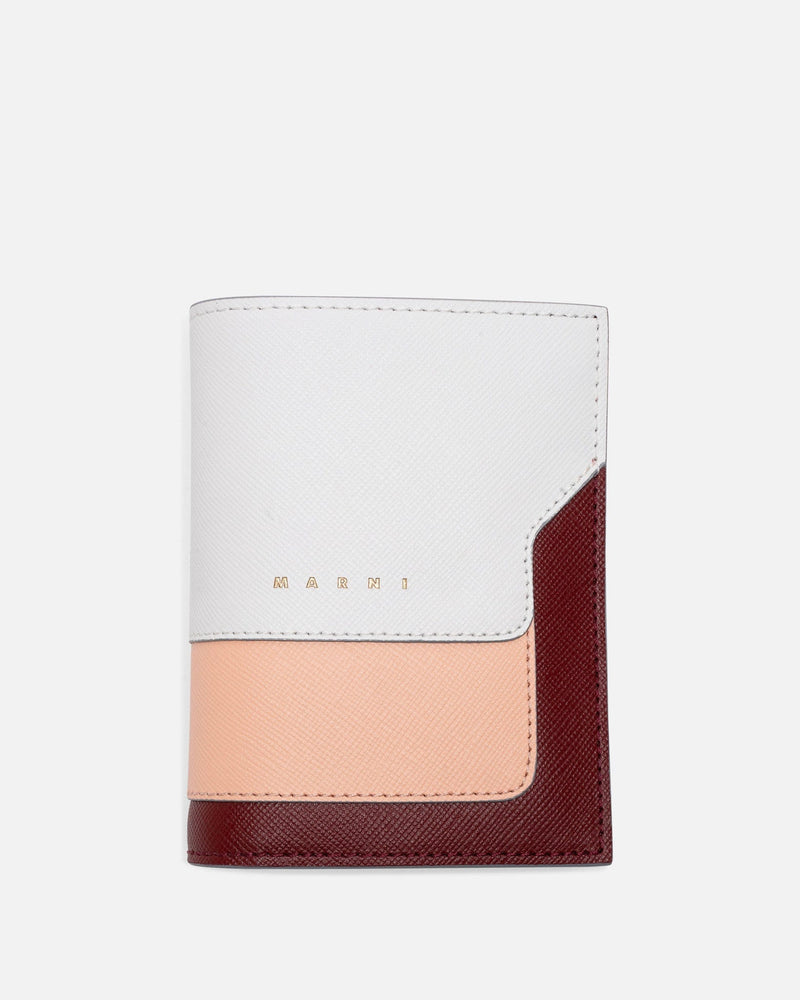 Marni OS Folding Wallet in White, Pink, and Red