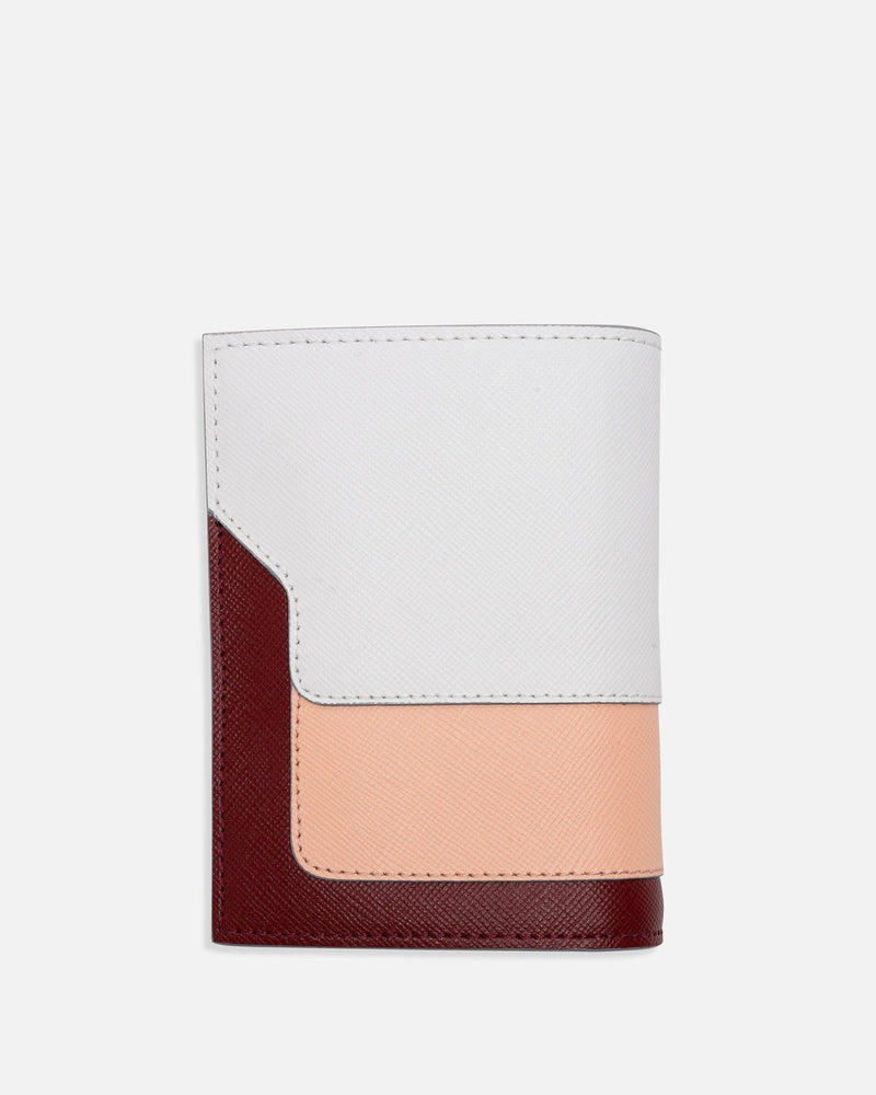 Marni OS Folding Wallet in White, Pink, and Red