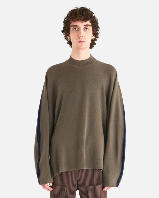 Homme Plissé Issey Miyake Men's Sweater Framework Knit in Khaki