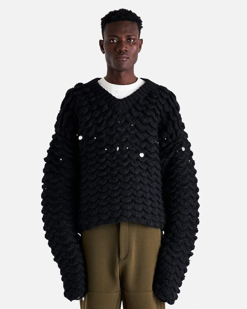 NAMACHEKO Men's Sweater S Fraville V-Neck in Navy