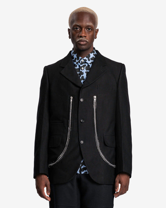 Comme des Garcons Homme Deux Men's Jackets Frayed Detail Blazer in Black