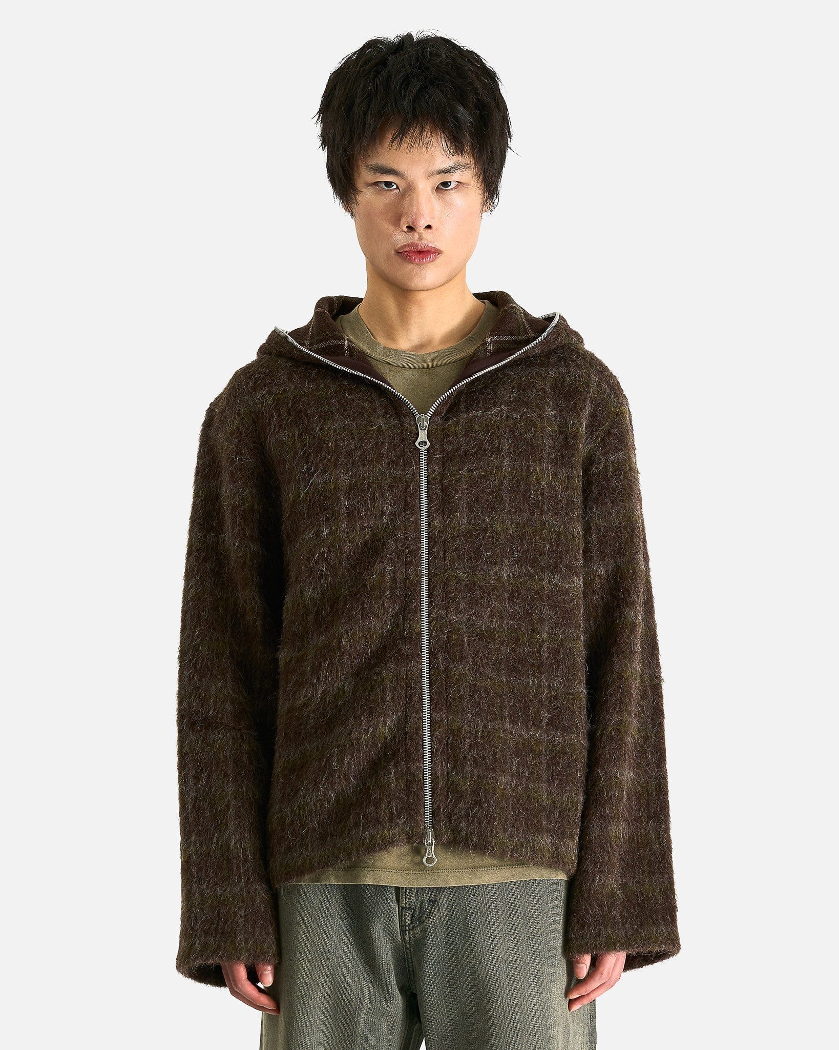 Our Legacy Men's Jackets Full Zip Hood in Dorf Check Hairy Wool