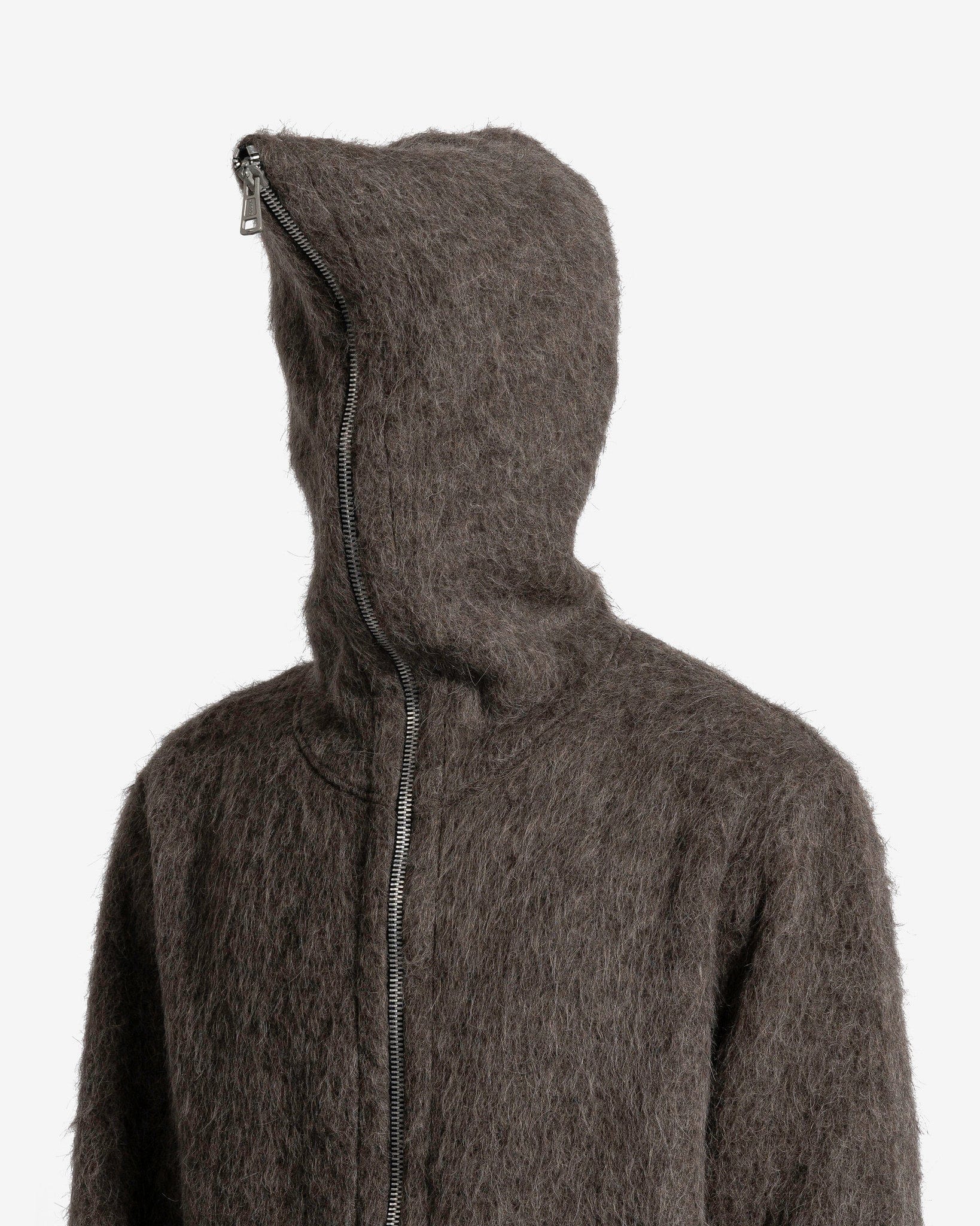 Our Legacy Men's Sweatshirts Full Zip Hood in Mole Grey Mohair