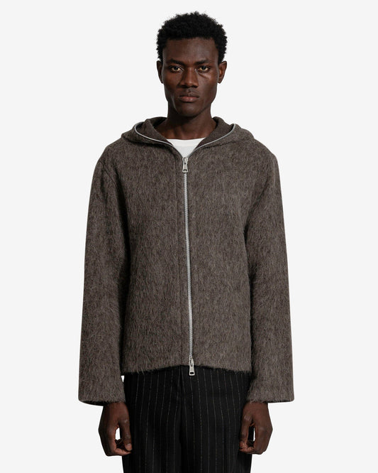 Our Legacy Men's Sweatshirts Full Zip Hood in Mole Grey Mohair