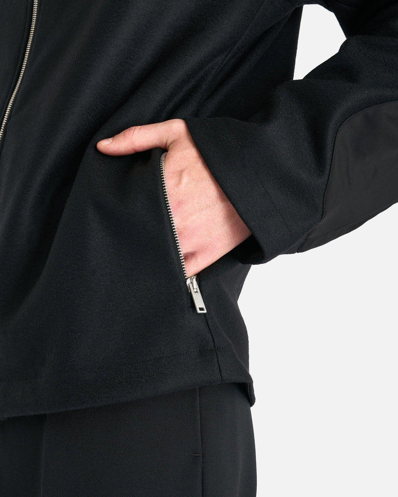 Jil Sander Men's Coat Full-Zip Wool Melton Jacket in Black