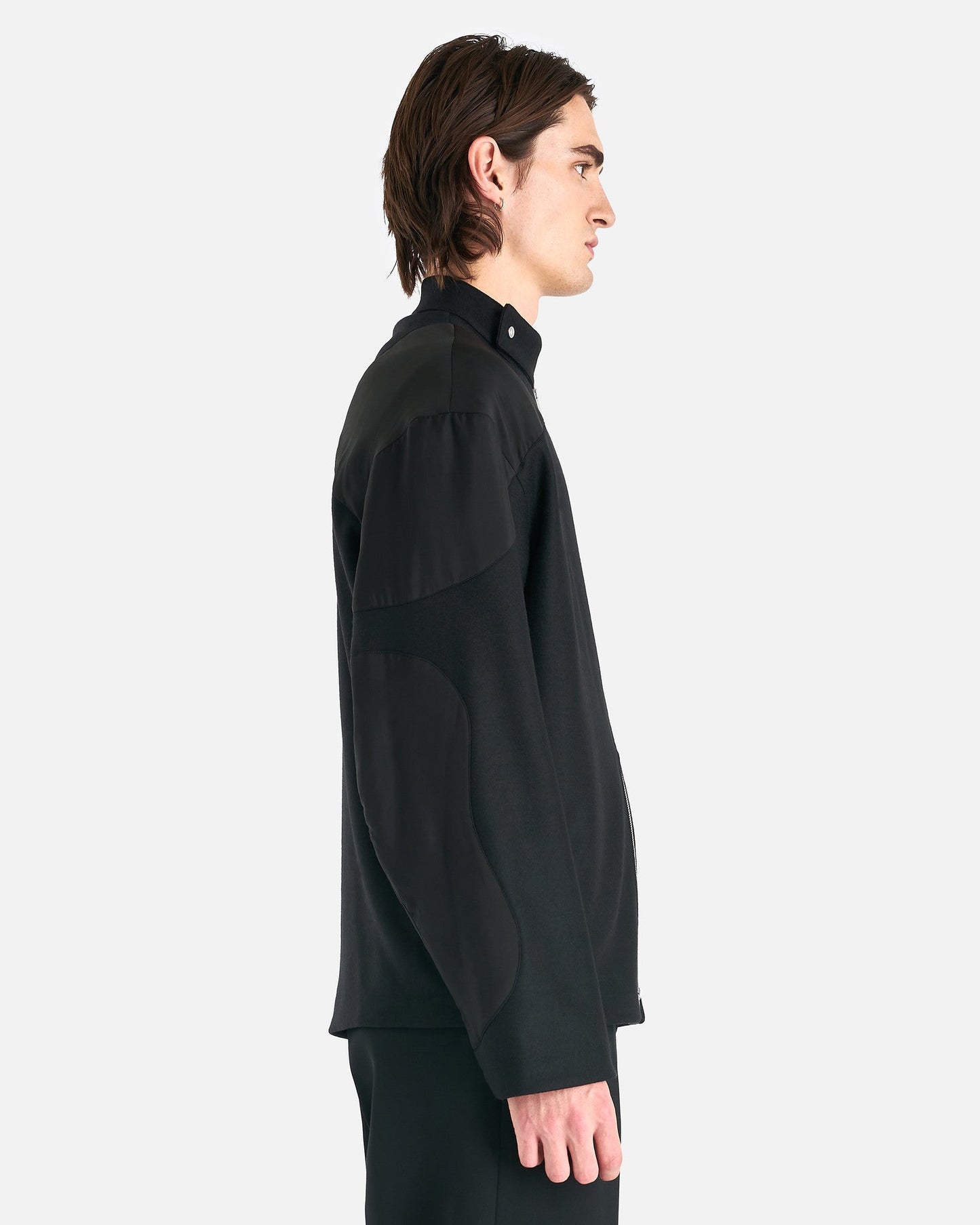 Jil Sander Men's Coat Full-Zip Wool Melton Jacket in Black