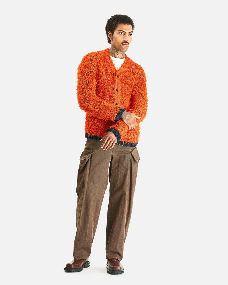 Sacai Men Sweaters Furry Knit Cardigan in Orange