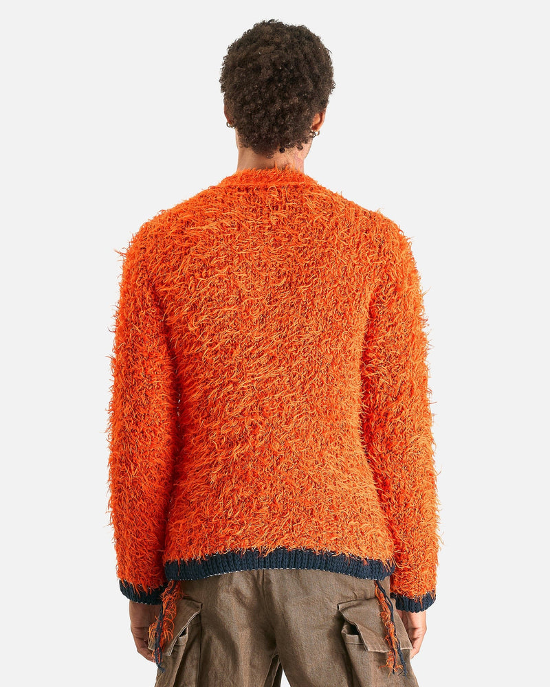 Sacai Men Sweaters Furry Knit Cardigan in Orange
