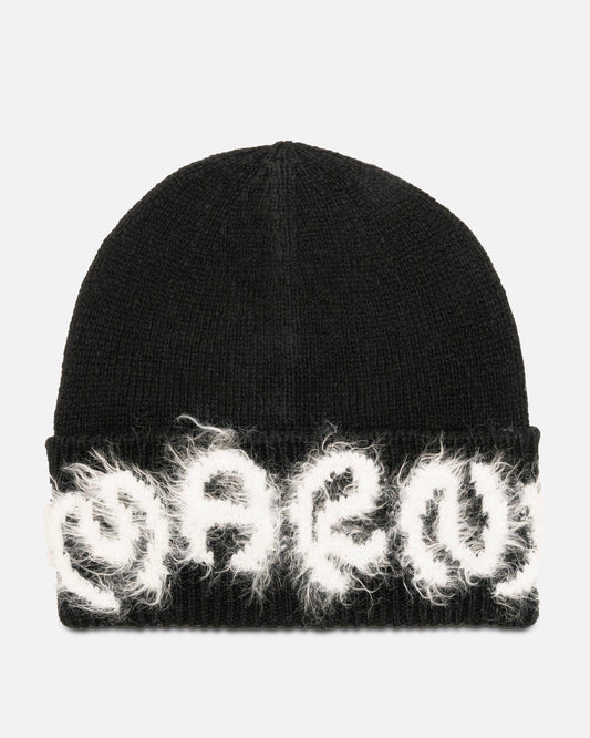 Marni Men's Hats Fuzzy Logo Beanie in Black