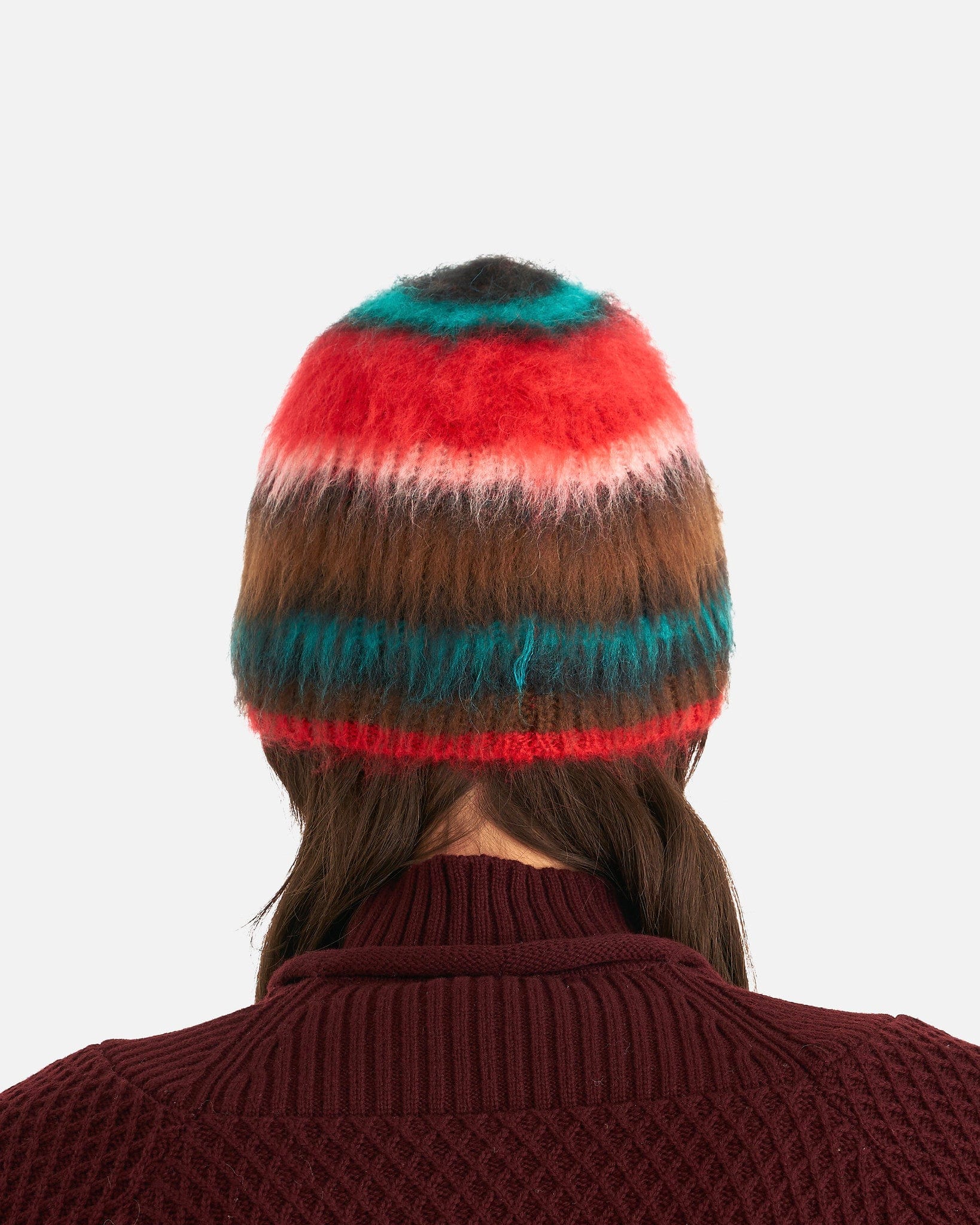 Fuzzy Stoner Beanie in Red/Brown – SVRN