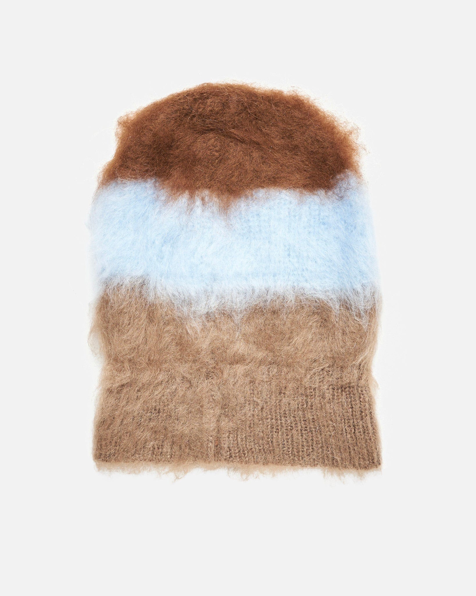 Fuzzy Trio Beanie in Light Brown/Blue – SVRN