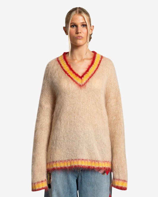 Marni Women Sweaters Fuzzy Wuzzy College Sweater in Tan