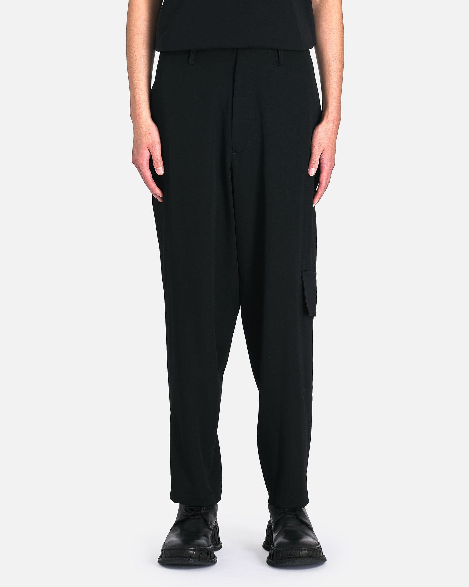 Yohji Yamamoto Pour Homme Men's Pants Gabardine Y-Side Seam Tuck Pants S in Black