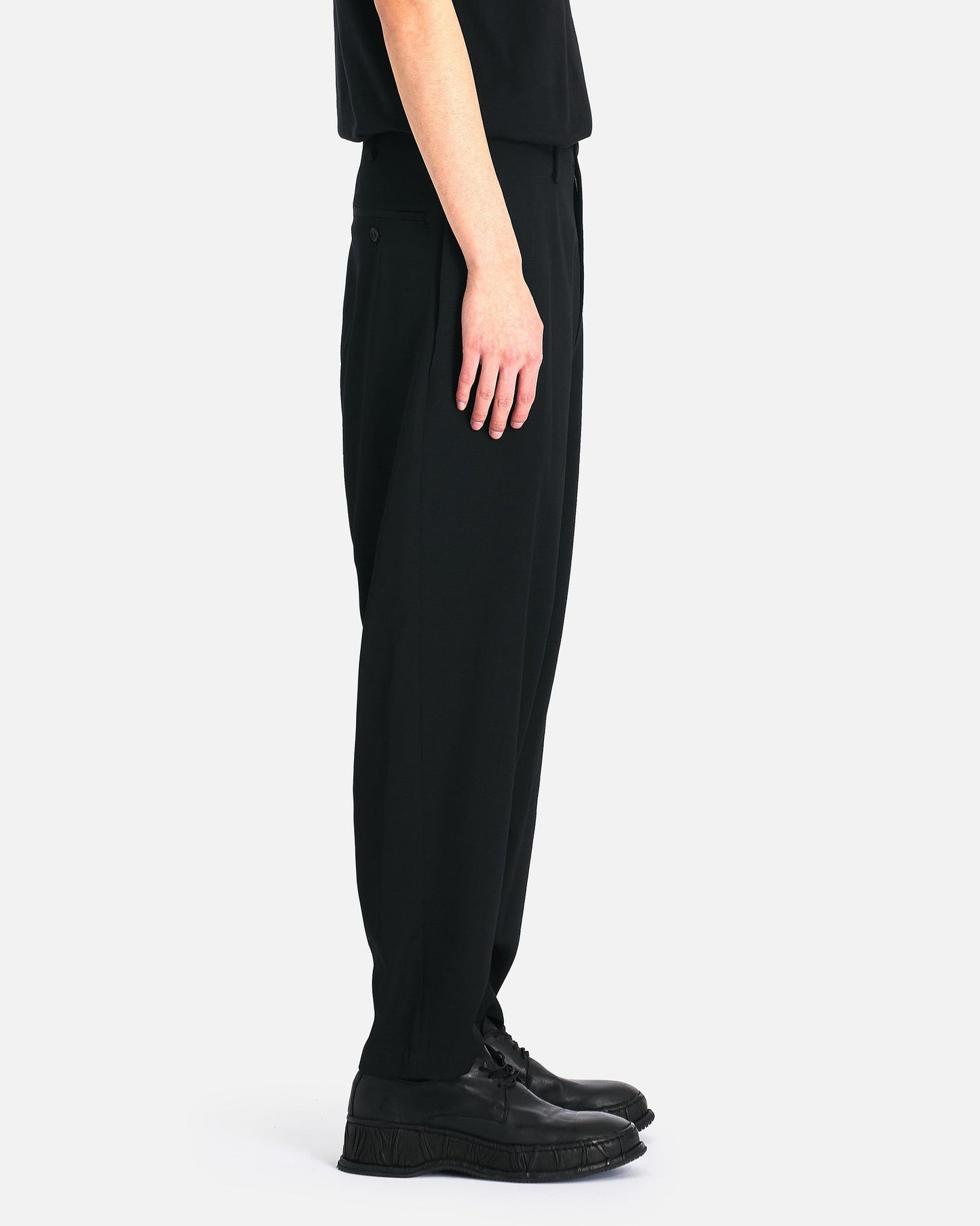 Yohji Yamamoto Pour Homme Men's Pants Gabardine Y-Side Seam Tuck Pants S in Black