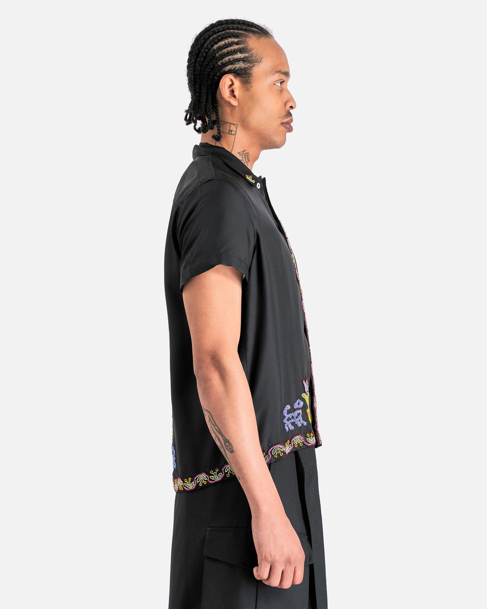 Bode Men's Shirts Garden Sampler SS Shirt in Black Multi