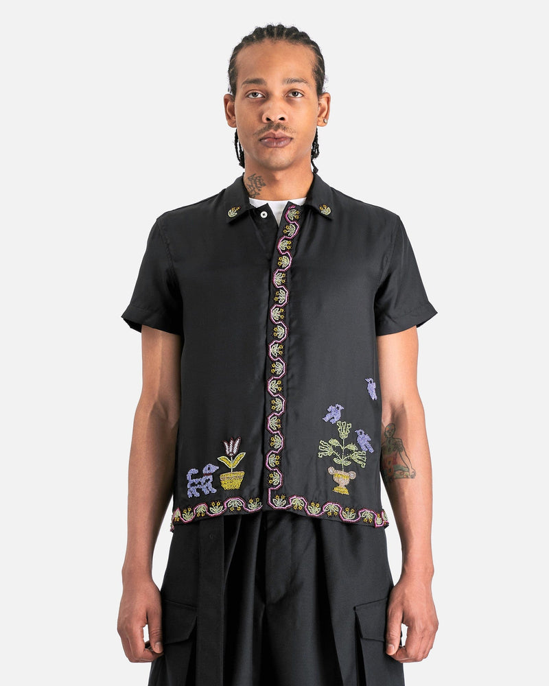 Bode Men's Shirts Garden Sampler SS Shirt in Black Multi