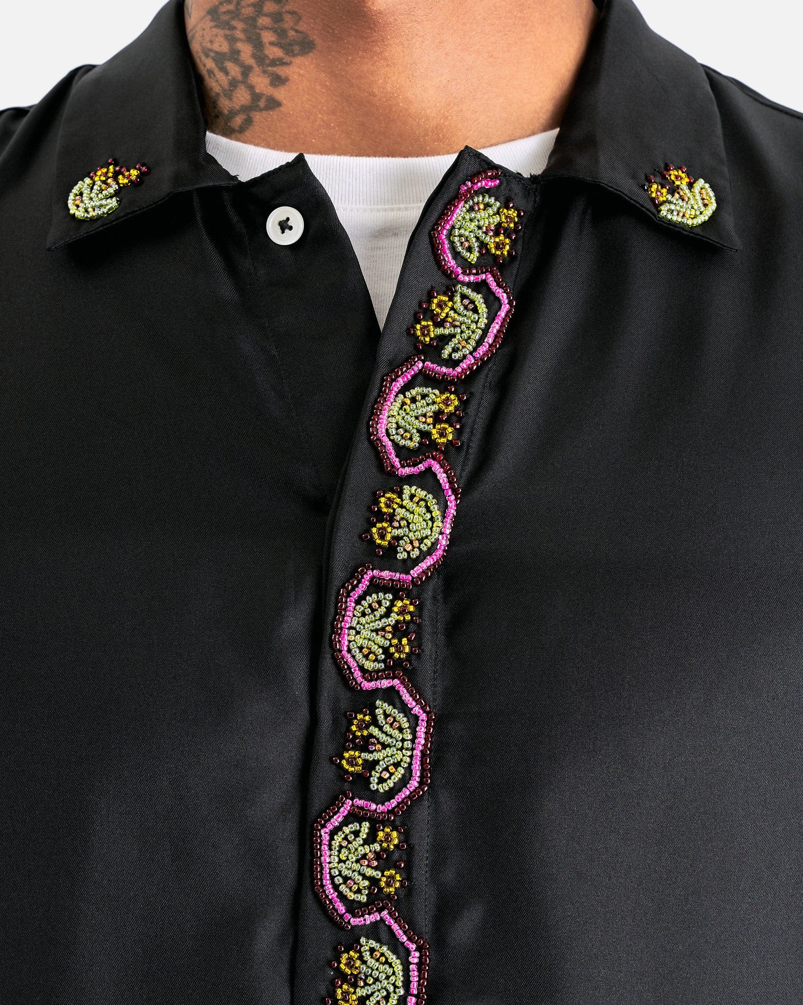 Bode Men's Shirts Garden Sampler SS Shirt in Black Multi