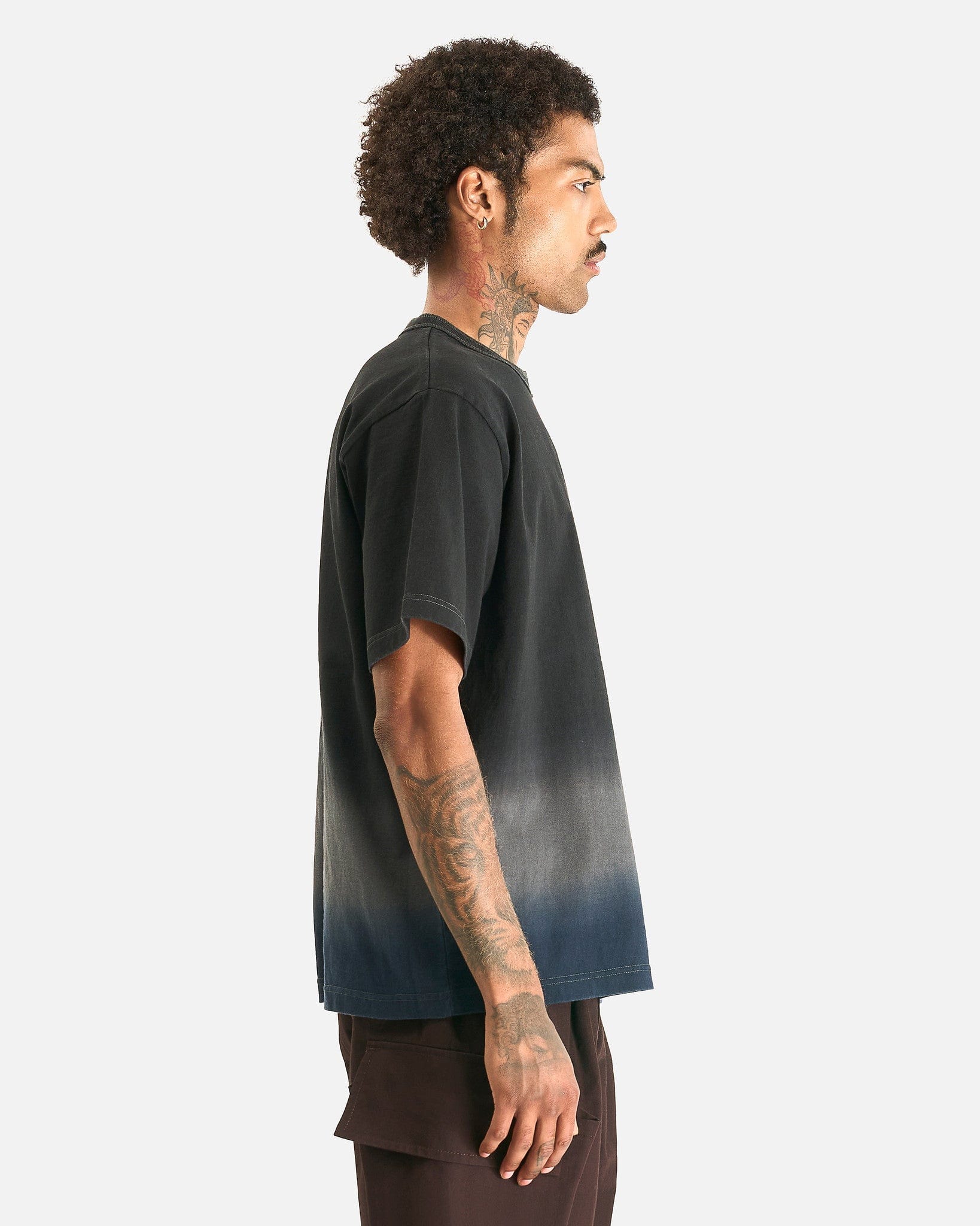 Sacai Men's T-Shirts Garment Dye Cotton Jersey T-Shirt in Black