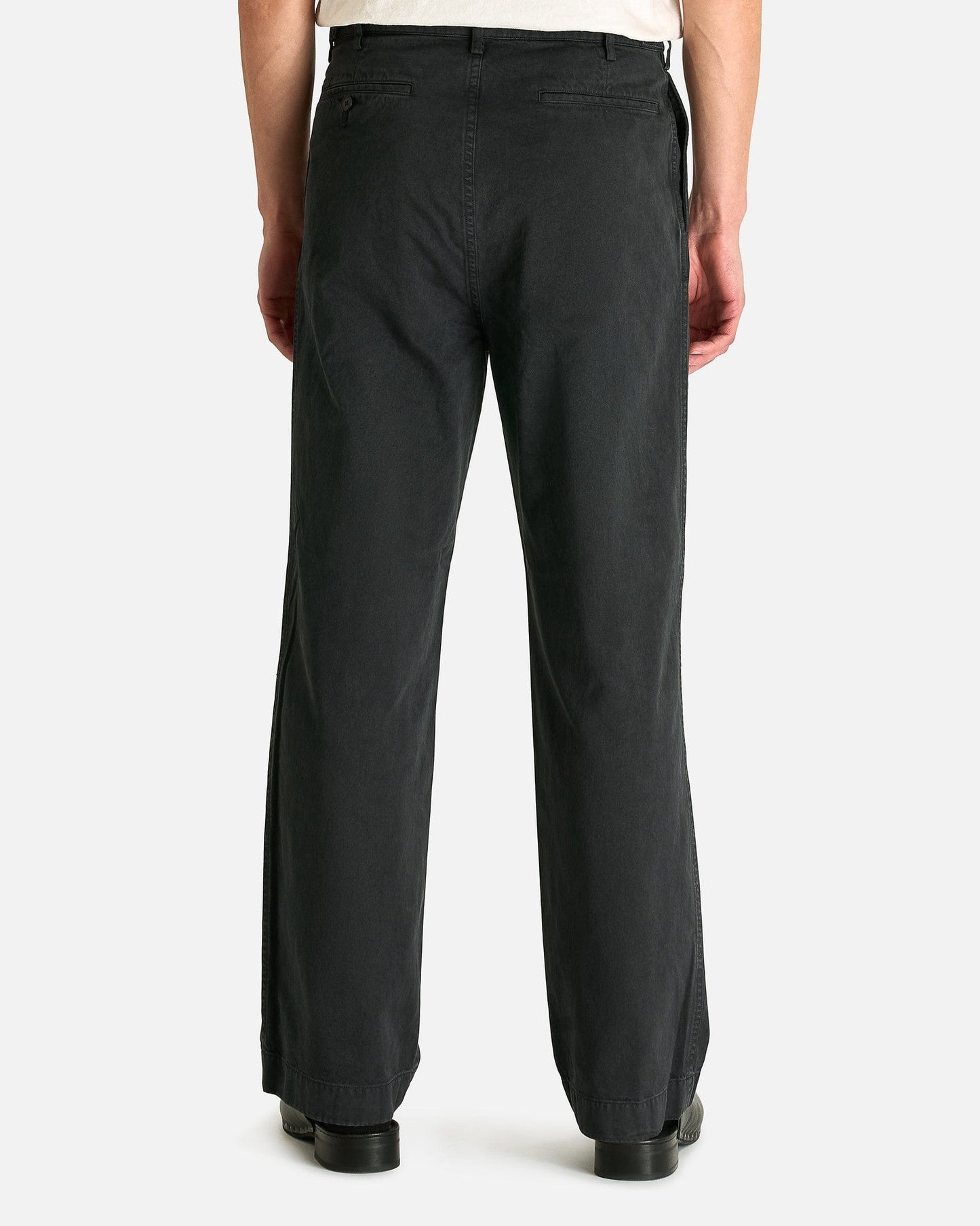 Auralee Men's Pants Garment-Dyed Finx One-Tuck Wide Pant in Black