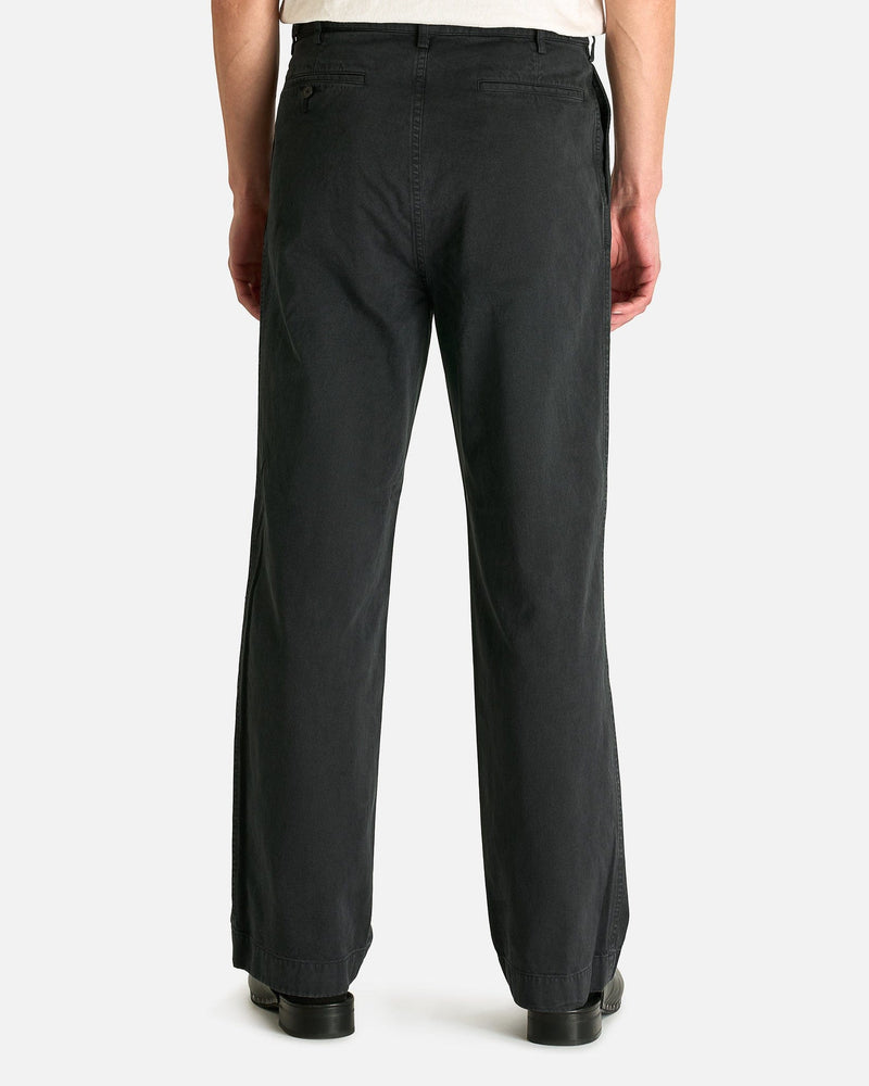 Auralee Men's Pants Garment-Dyed Finx One-Tuck Wide Pant in Black