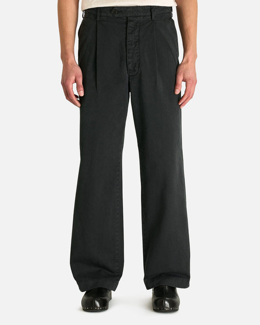 Auralee Men's Pants Garment-Dyed Finx One-Tuck Wide Pant in Black