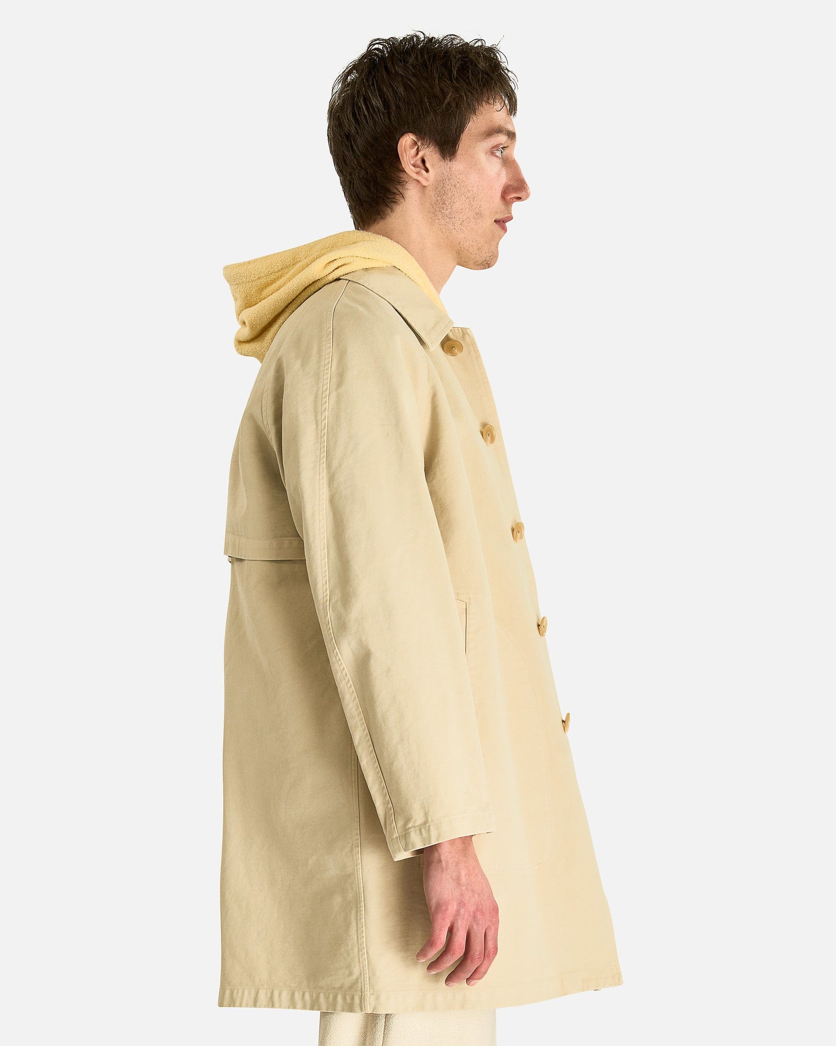 Auralee Men's Coats Garment-Dyed Short Coat in Dusty Ivory