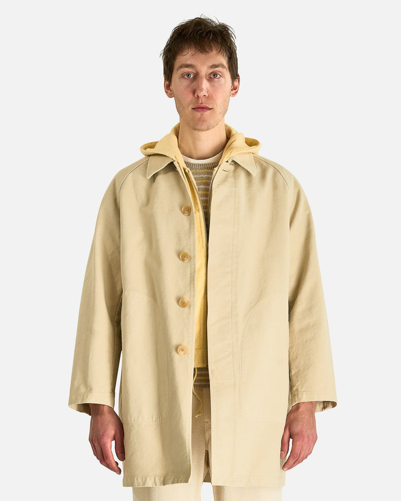 Auralee Men's Coats Garment-Dyed Short Coat in Dusty Ivory