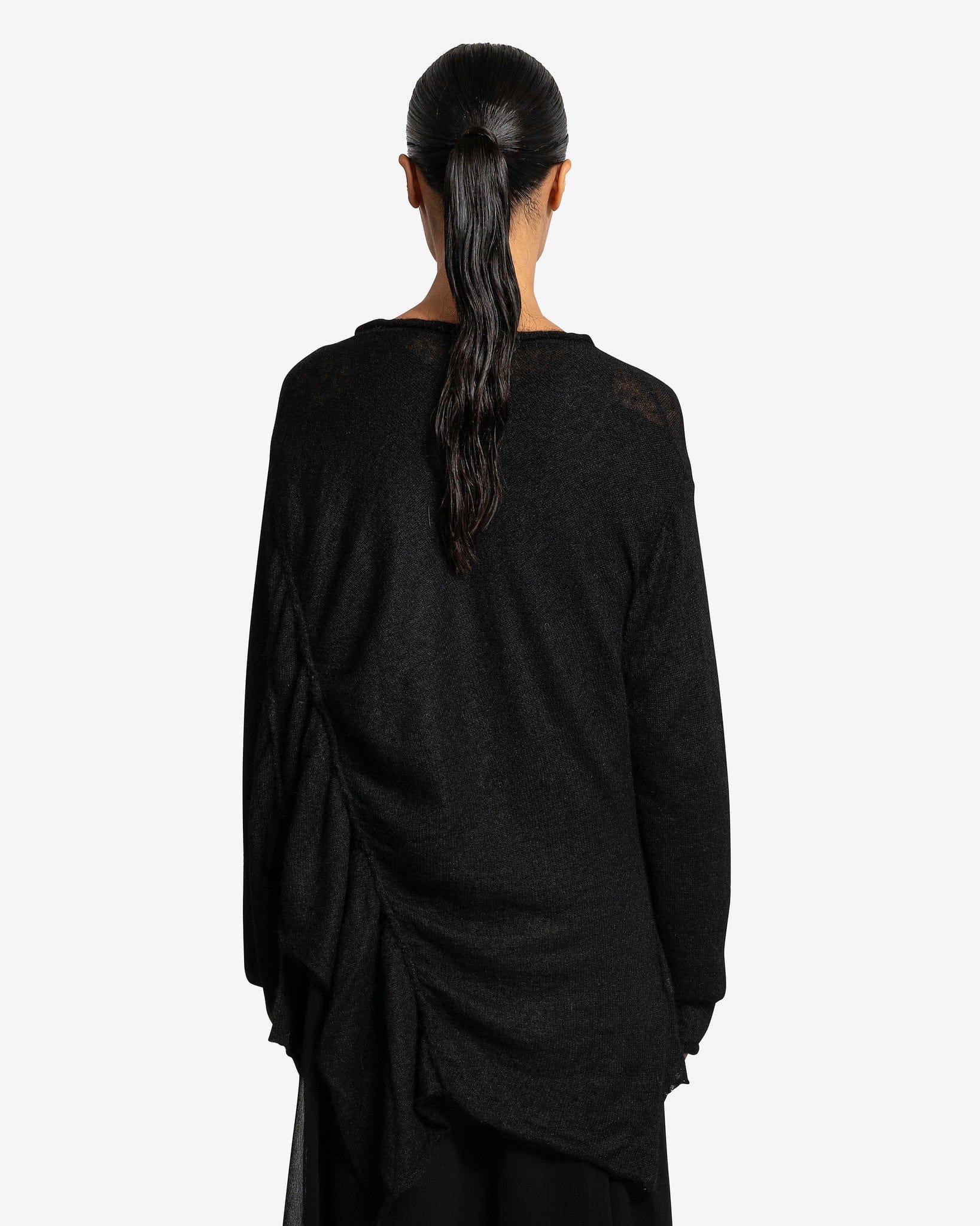 Y's by Yohji Yamamoto Women Tops Gathered C/N Po Top in Black