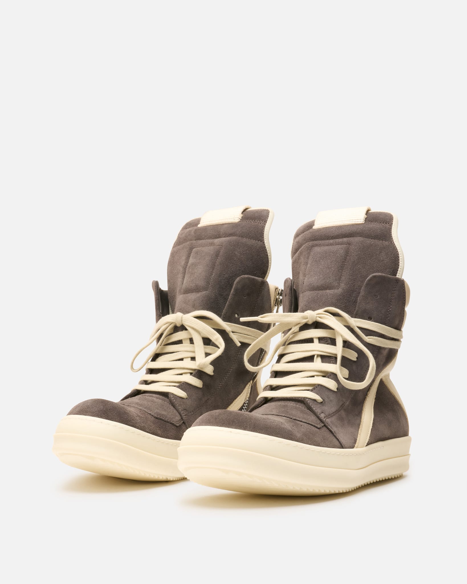 Rick Owens Men's Sneakers Geobasket in Dark Dust/Milk