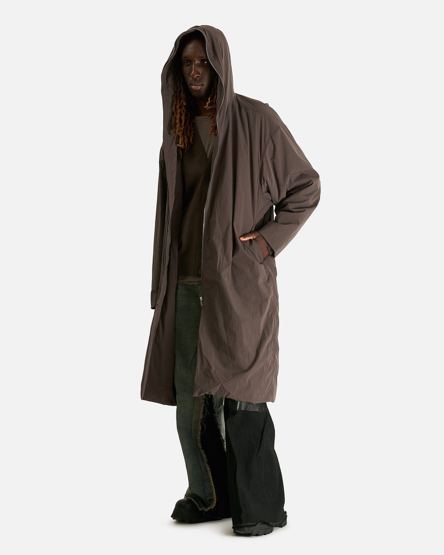 Rick Owens Men's Coat Gimp Mac Wide in Darkdust