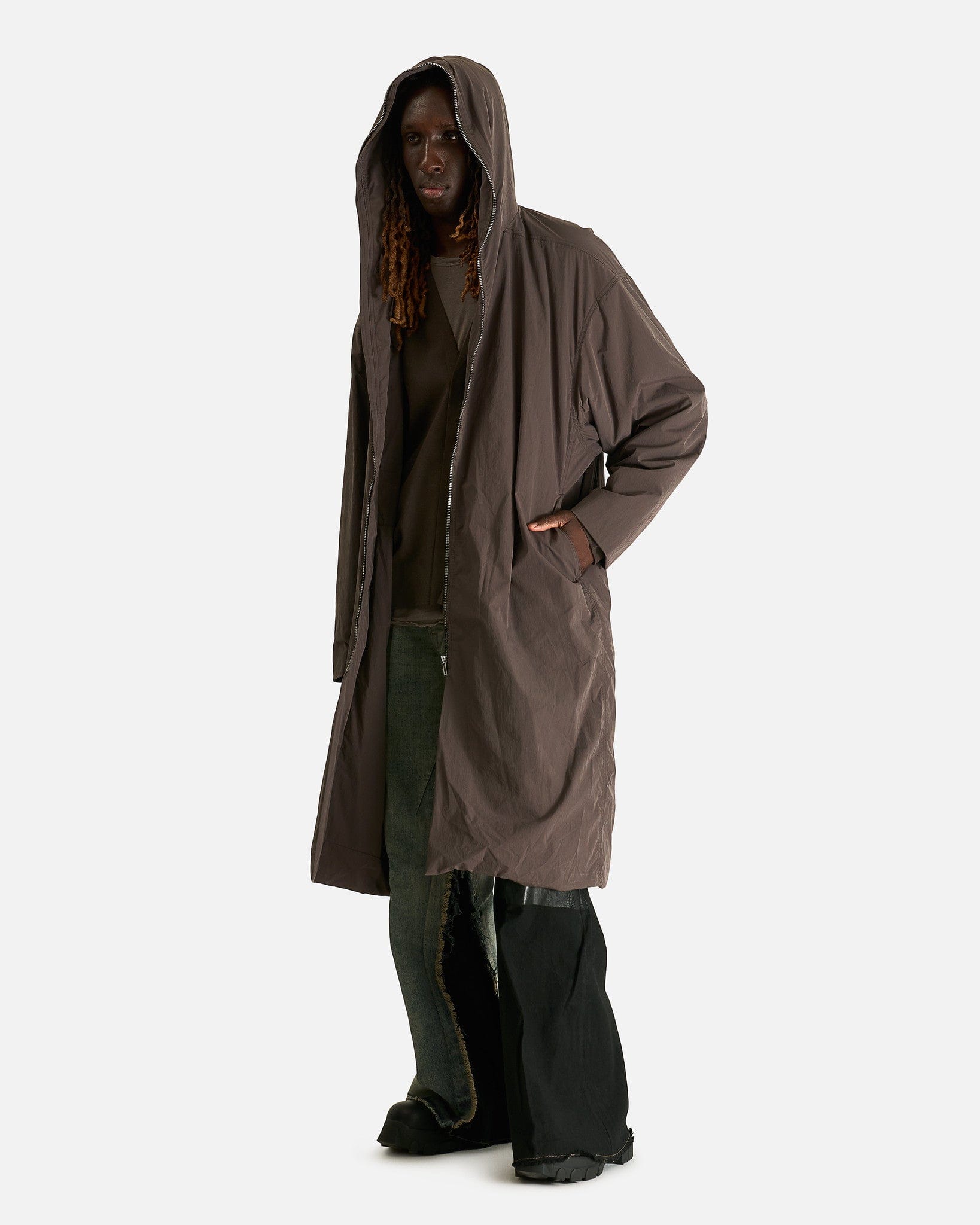 Rick Owens Men's Coat Gimp Mac Wide in Darkdust