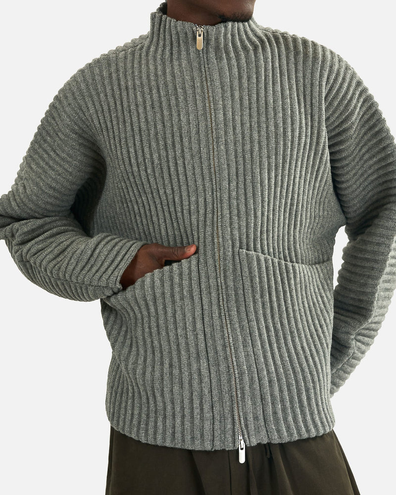 Seventh Men's Knitwear Globe Rib Knit Cardigan in Rhino