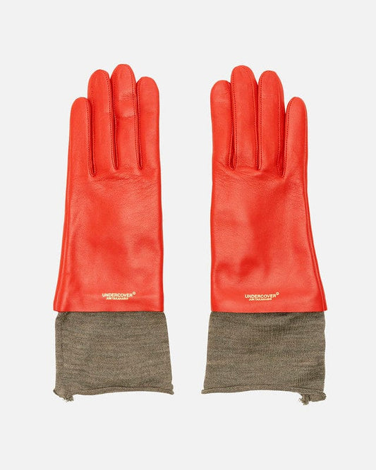 UNDERCOVER Leather Goods O/S Gloves in Red
