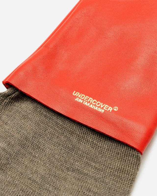 UNDERCOVER Leather Goods O/S Gloves in Red