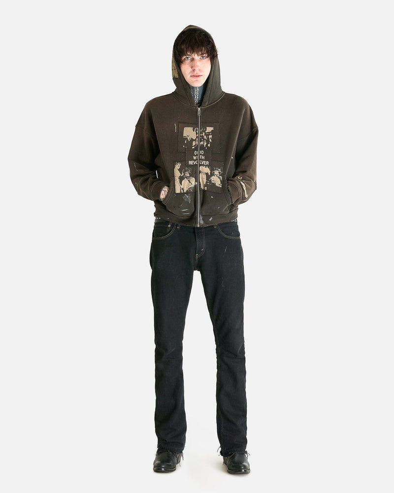 God With Revolver Zip Hoodie in Sun Faded Black – SVRN