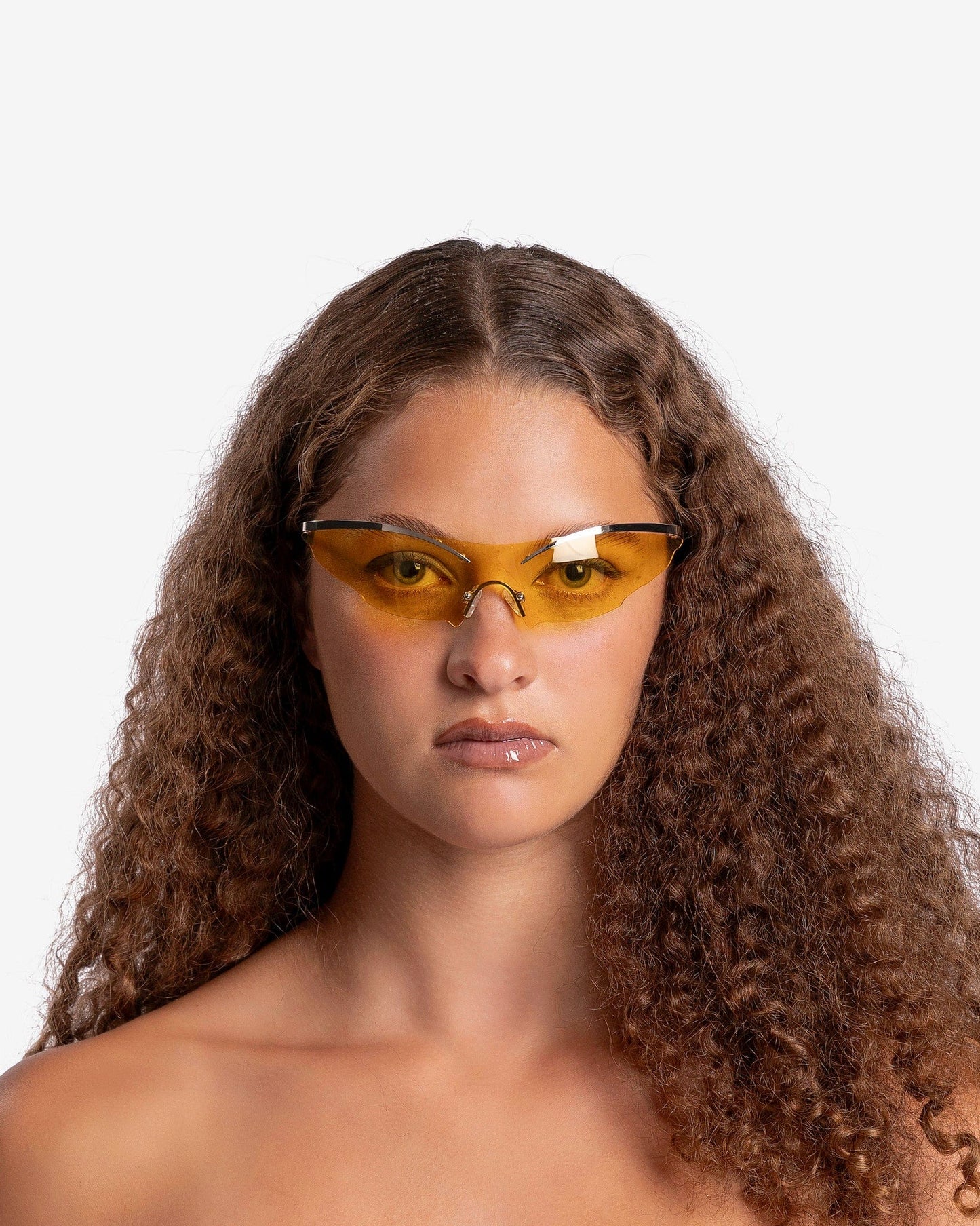 Goomheo Eyewear GOOMISWATCHINGYOU Sunglasses in Silver Frame/Yellow Lenses