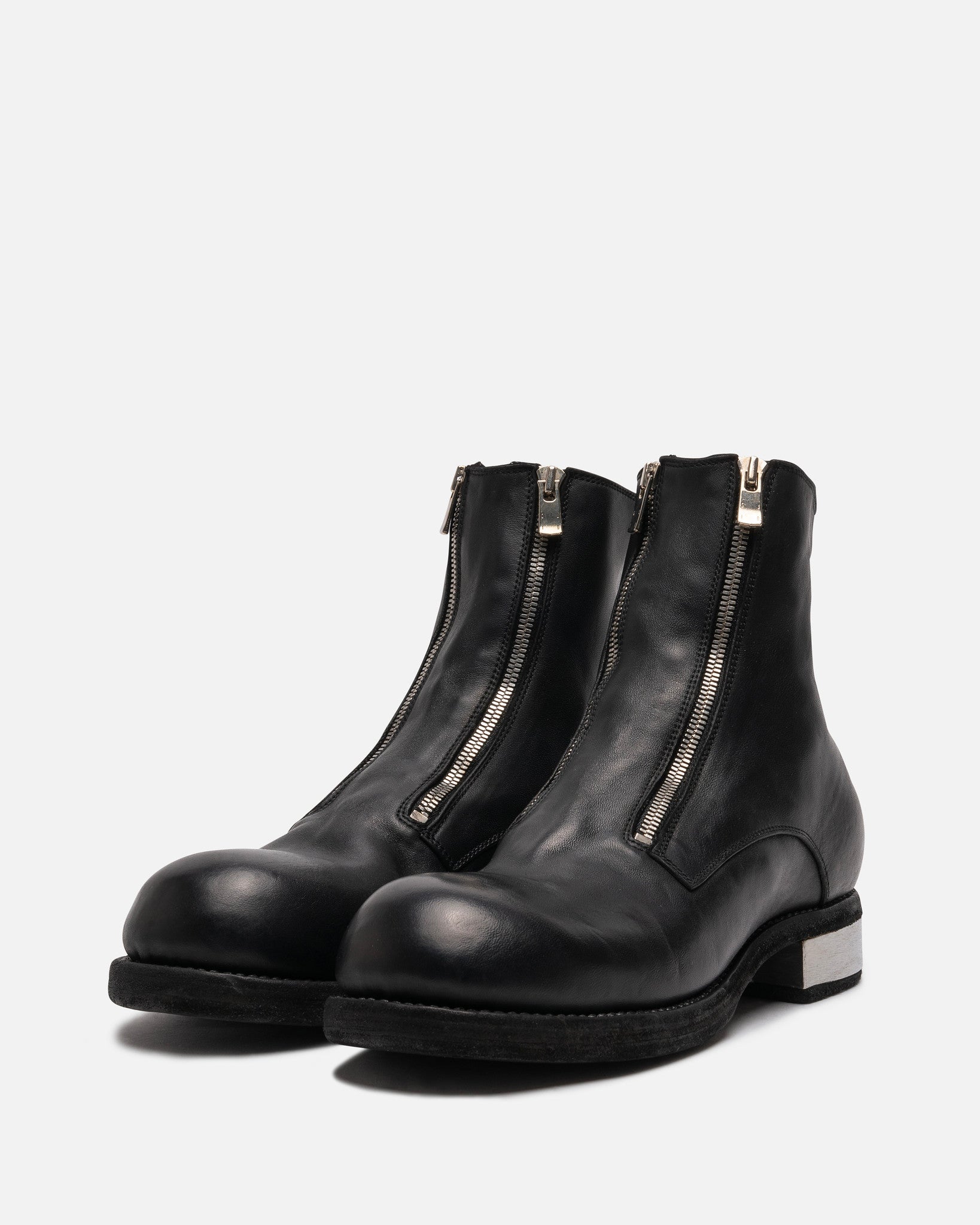 GR07FZI Full Grain Leather Double Front Zip Boots in Black – SVRN