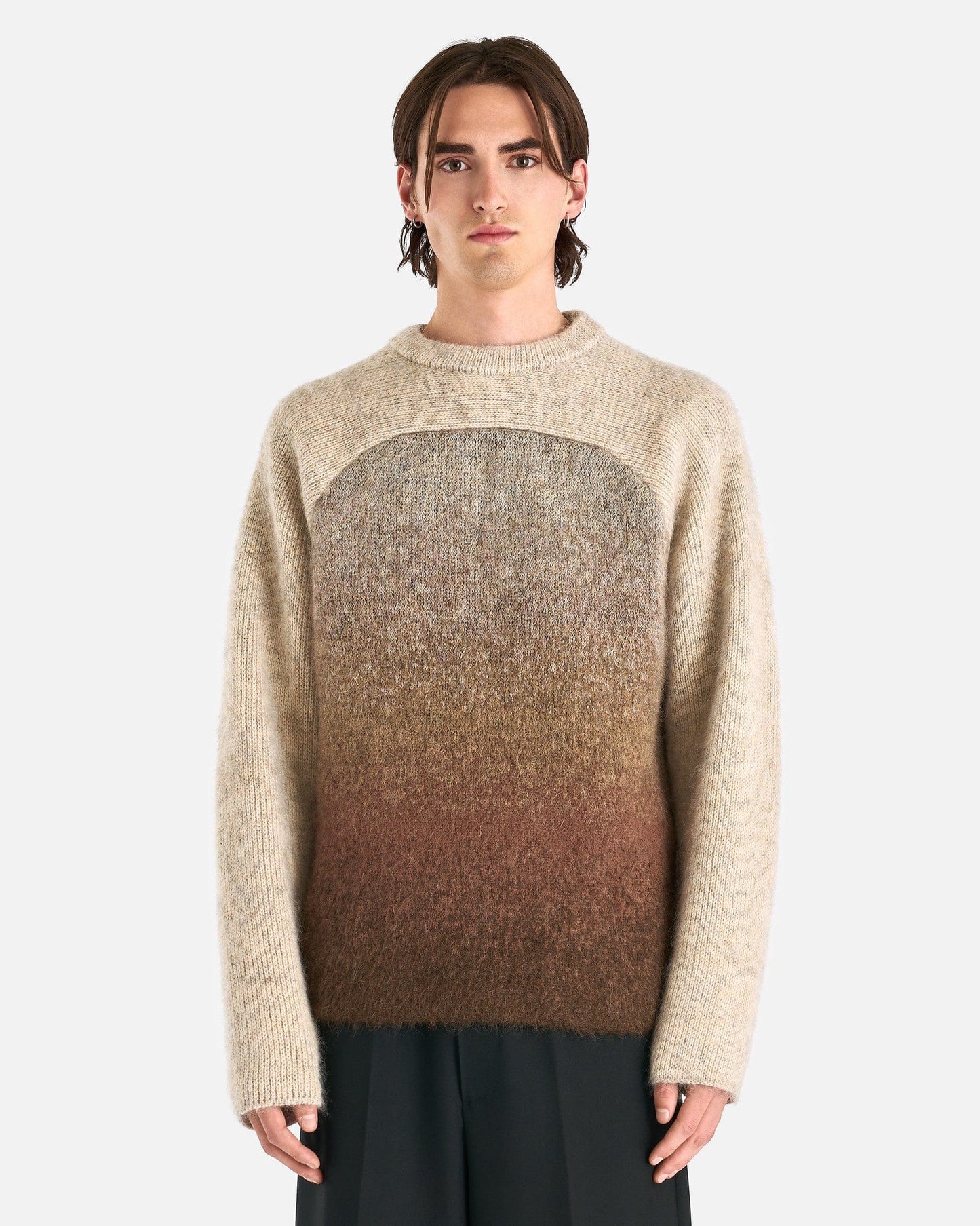 ERL Men's Sweater Gradient Rainbow Knit Sweater in Brown