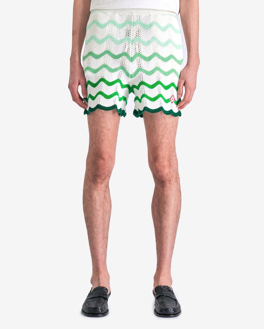 Casablanca Men's Shorts Gradient Wave Texture Shorts in Green/White