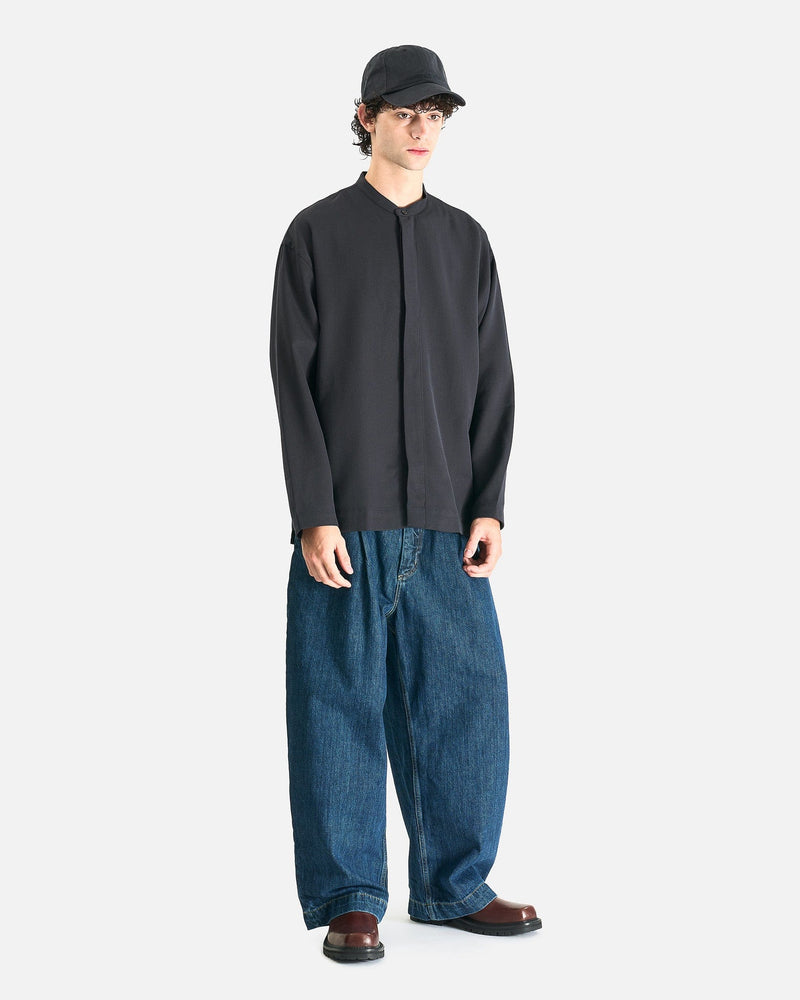 Studio Nicholson Men's Shirts Grandad Collar Shirt in Pewter