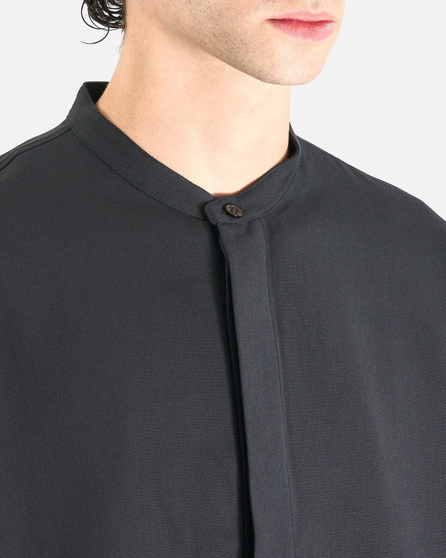 Studio Nicholson Men's Shirts Grandad Collar Shirt in Pewter