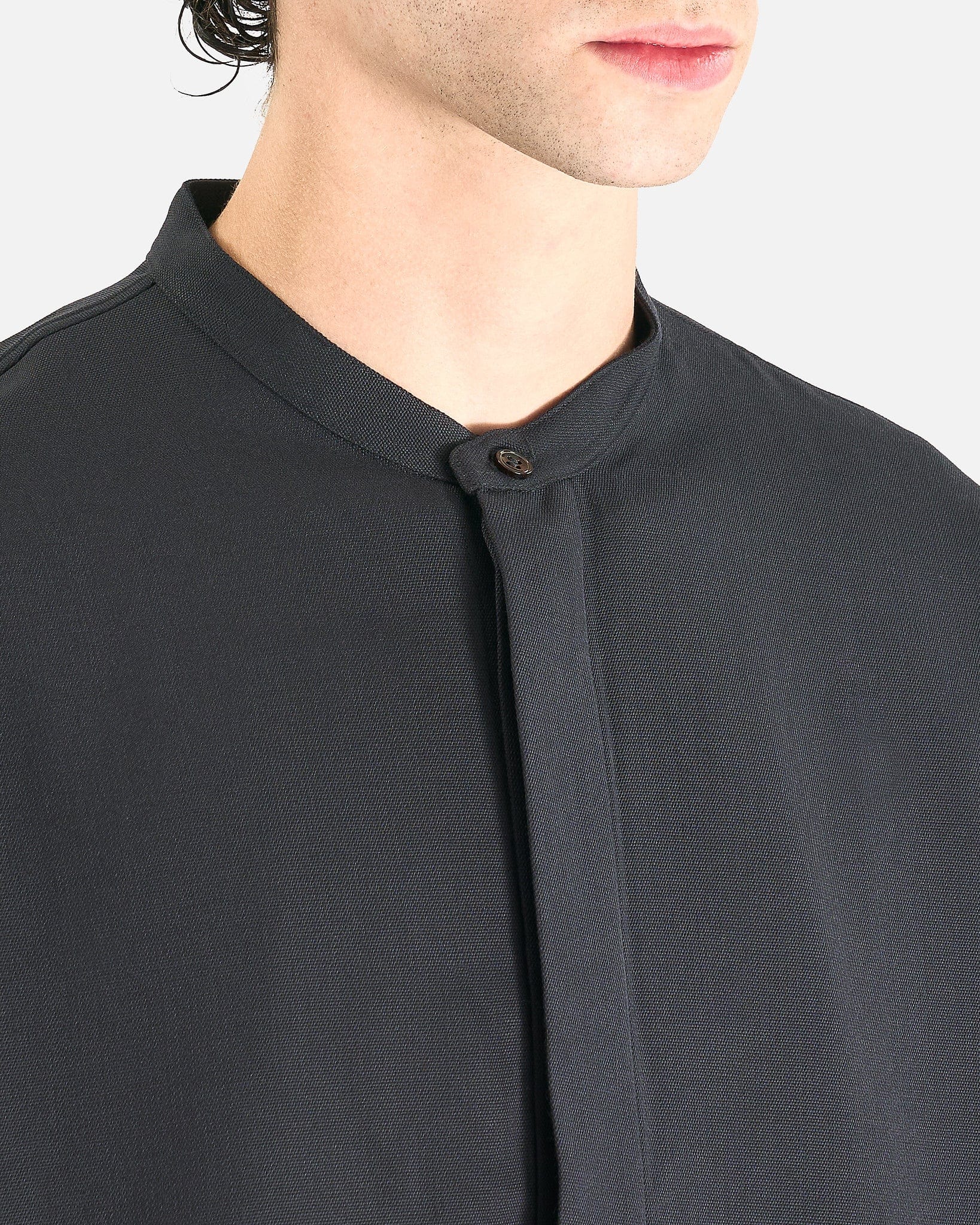 Studio Nicholson Men's Shirts Grandad Collar Shirt in Pewter