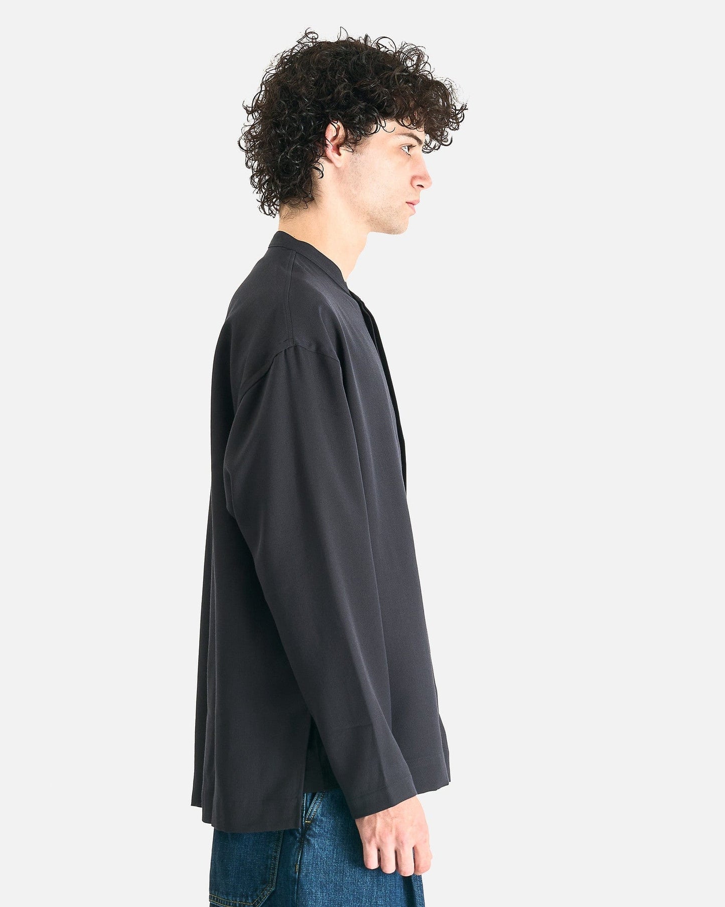 Studio Nicholson Men's Shirts Grandad Collar Shirt in Pewter