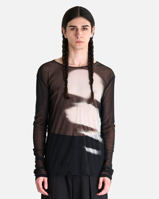 Ann Demeulemeester Men's T-shirts Greg Slim Fit Fading Portrait T-Shirt in Black/Grey
