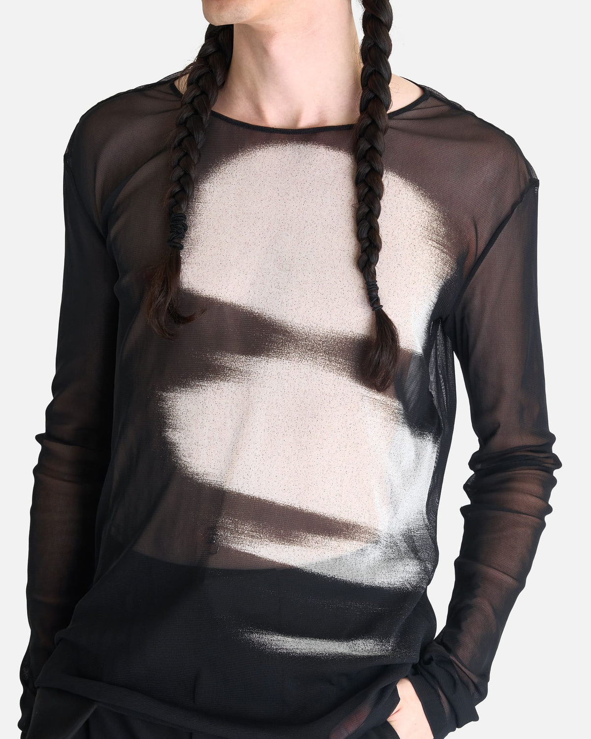 Ann Demeulemeester Men's T-shirts Greg Slim Fit Fading Portrait T-Shirt in Black/Grey