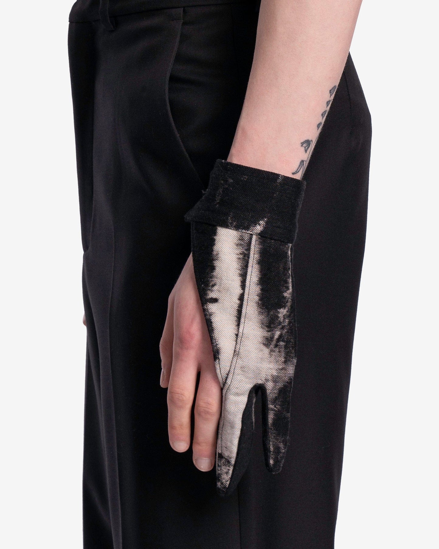 Goomheo Men's Gloves O/S Half Gloves in Black/White Washed Denim