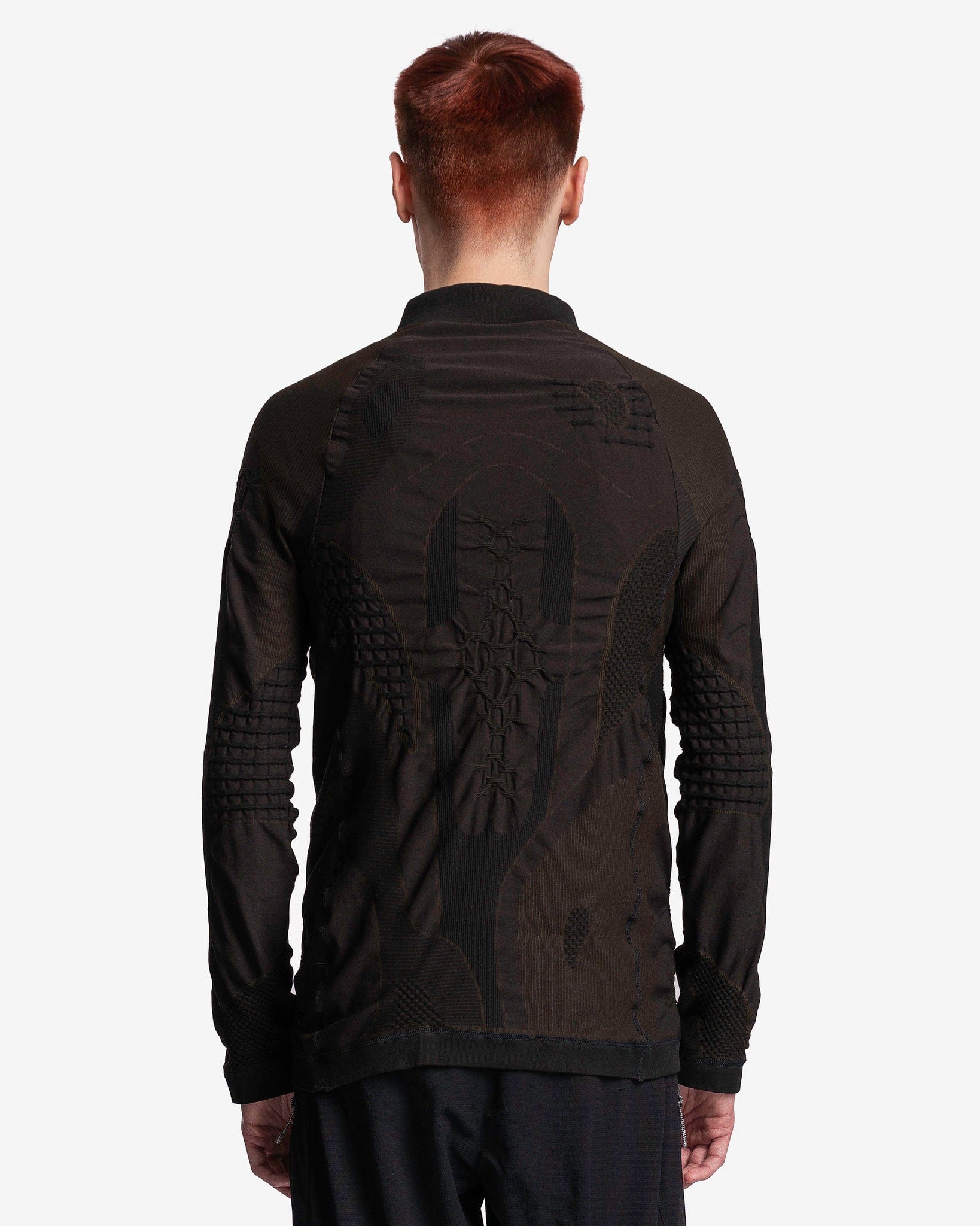Roa Men's Sweater Half-Zip 3D Knit in Nero/Marrone