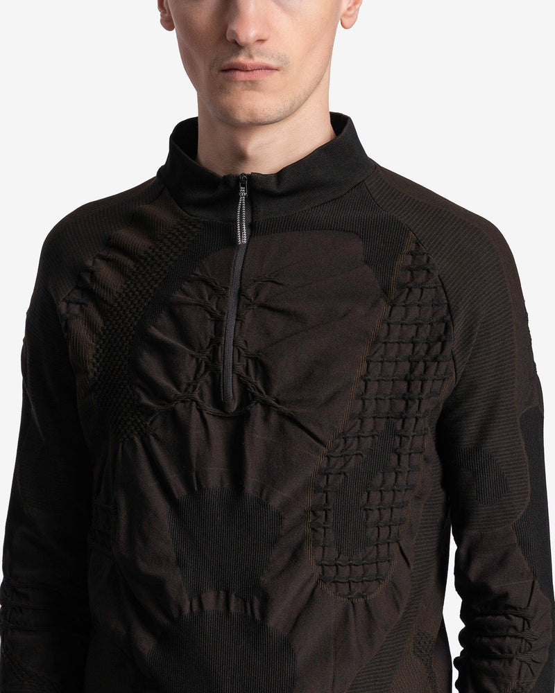 Roa Men's Sweater Half-Zip 3D Knit in Nero/Marrone